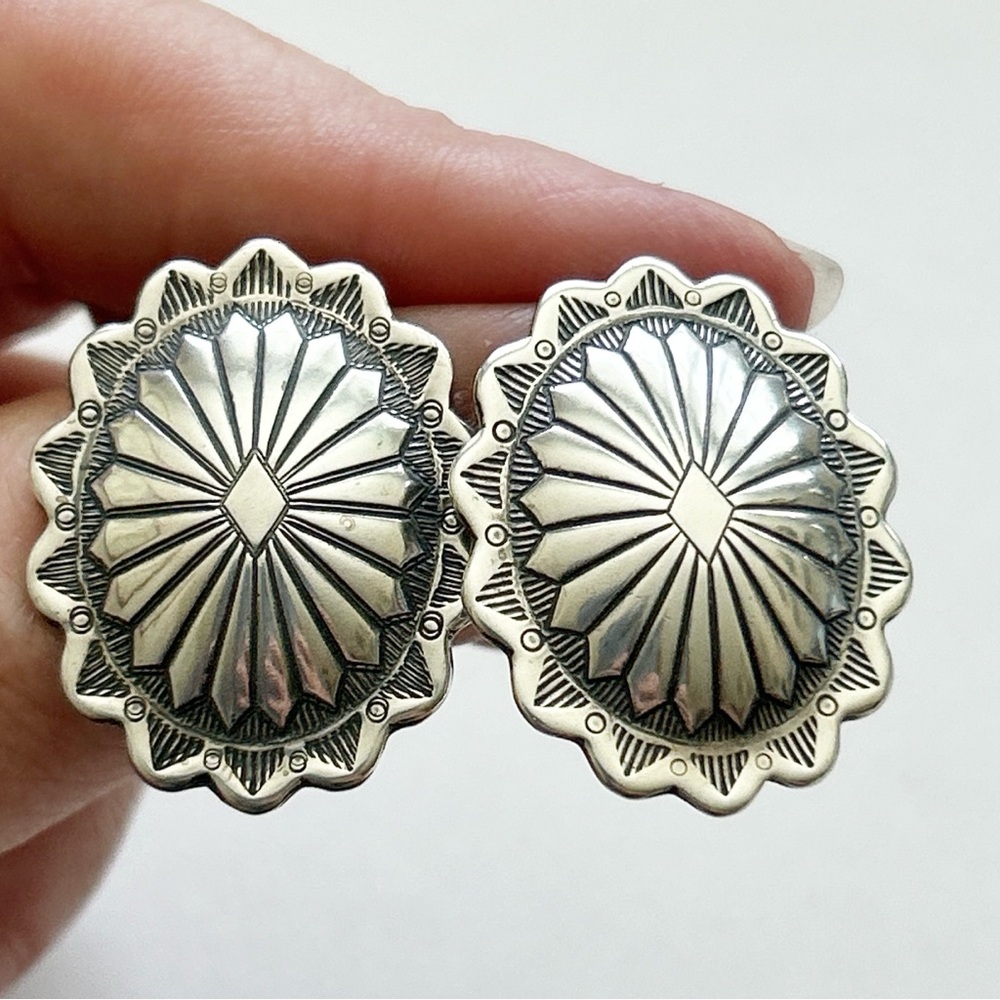 Vintage Southwestern Sterling Silver Concho Earrings